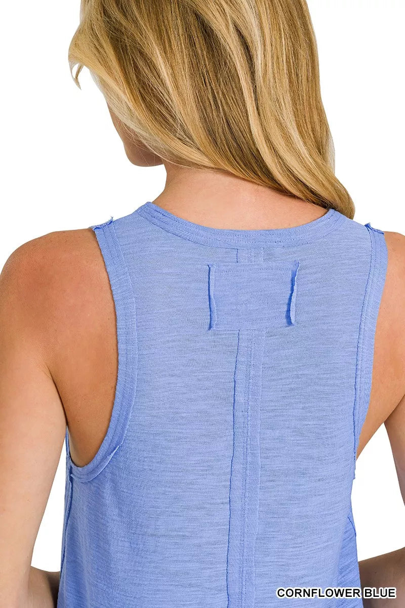 Curved Hem Slub Tunic Tank