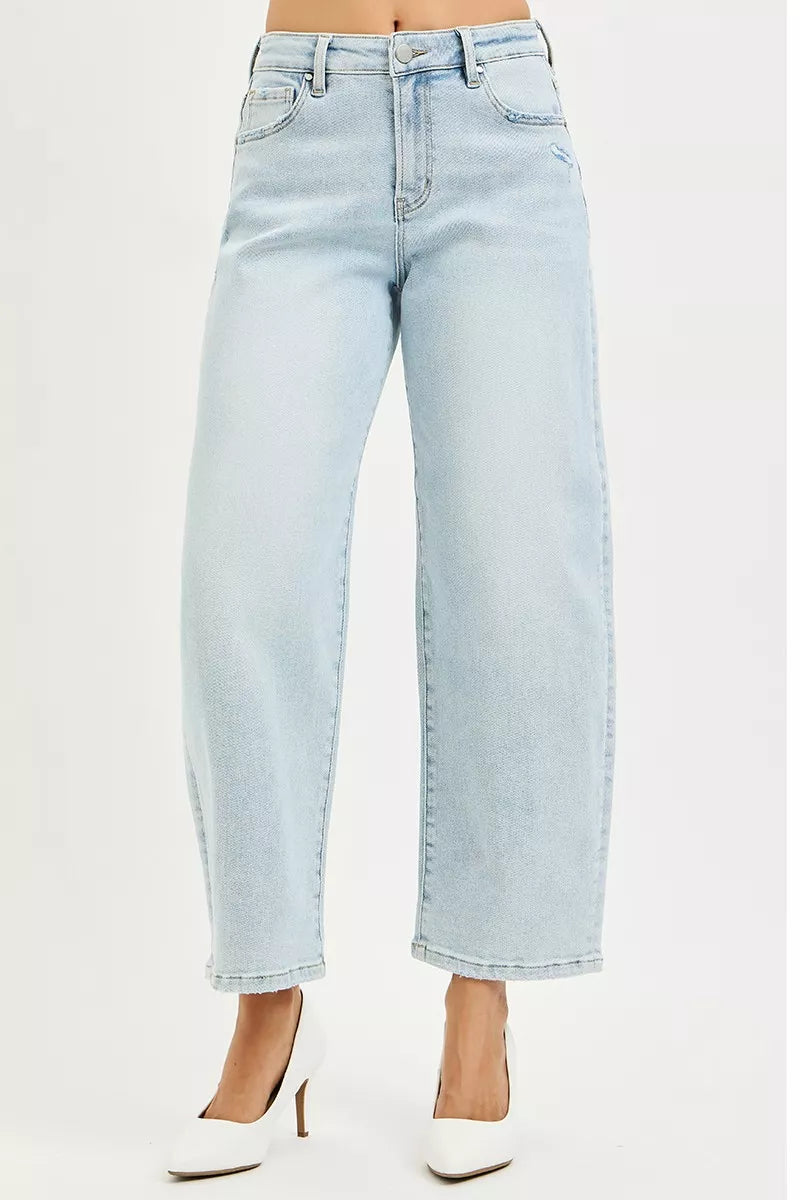 High Rise Crop Barrel Jeans