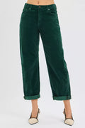 High Rise Crop Barrel Cordurory Pants