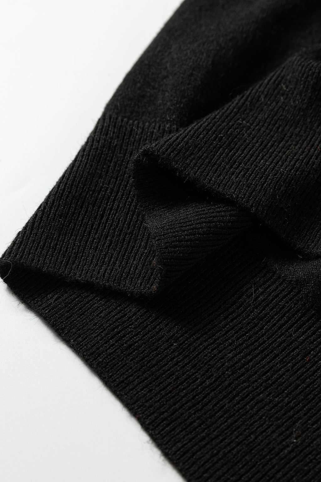 Black Contrast Striped Trim V Neck Varsity Sweater