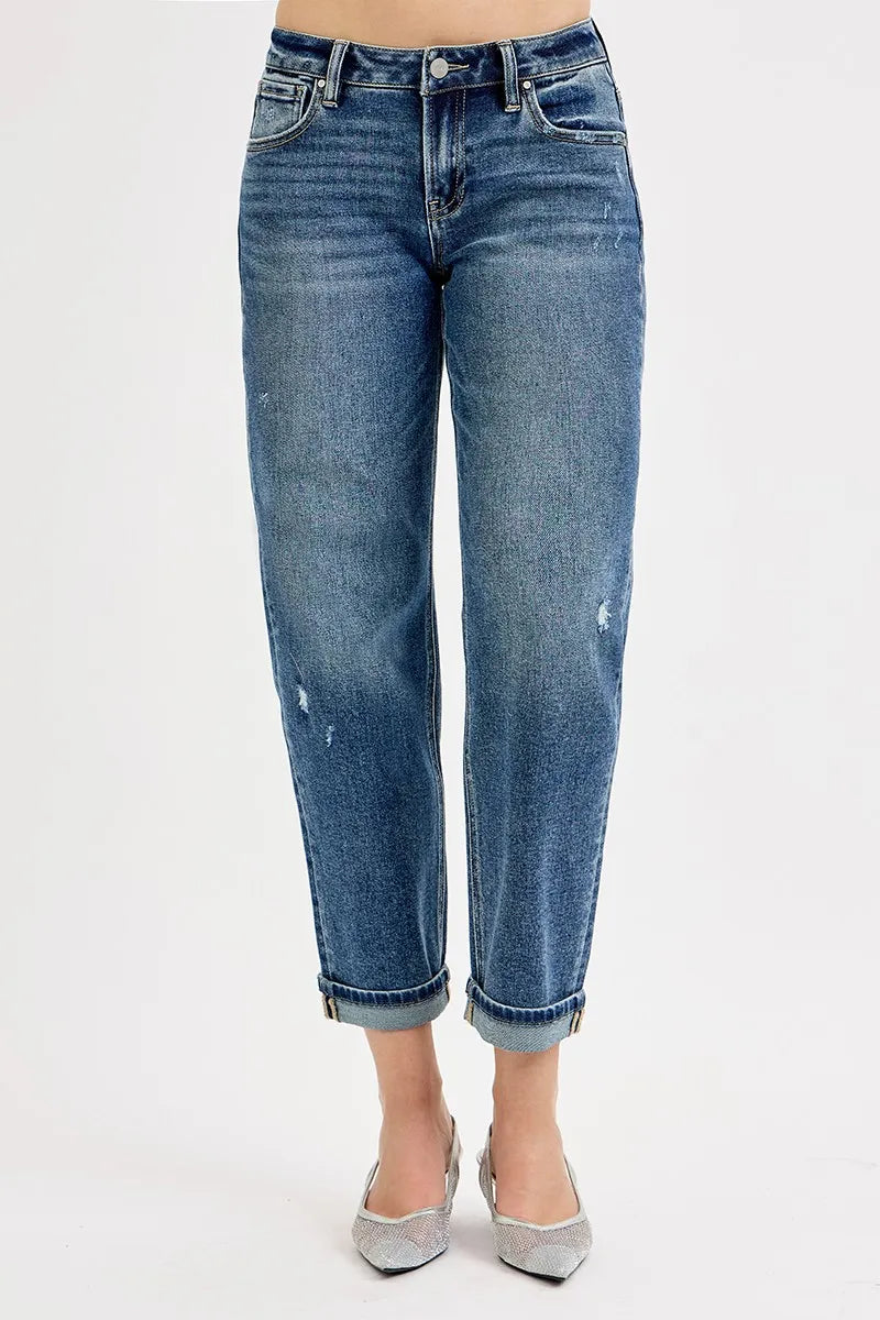 Full Size Low Rise Crop Boyfriend Jeans Plus Size