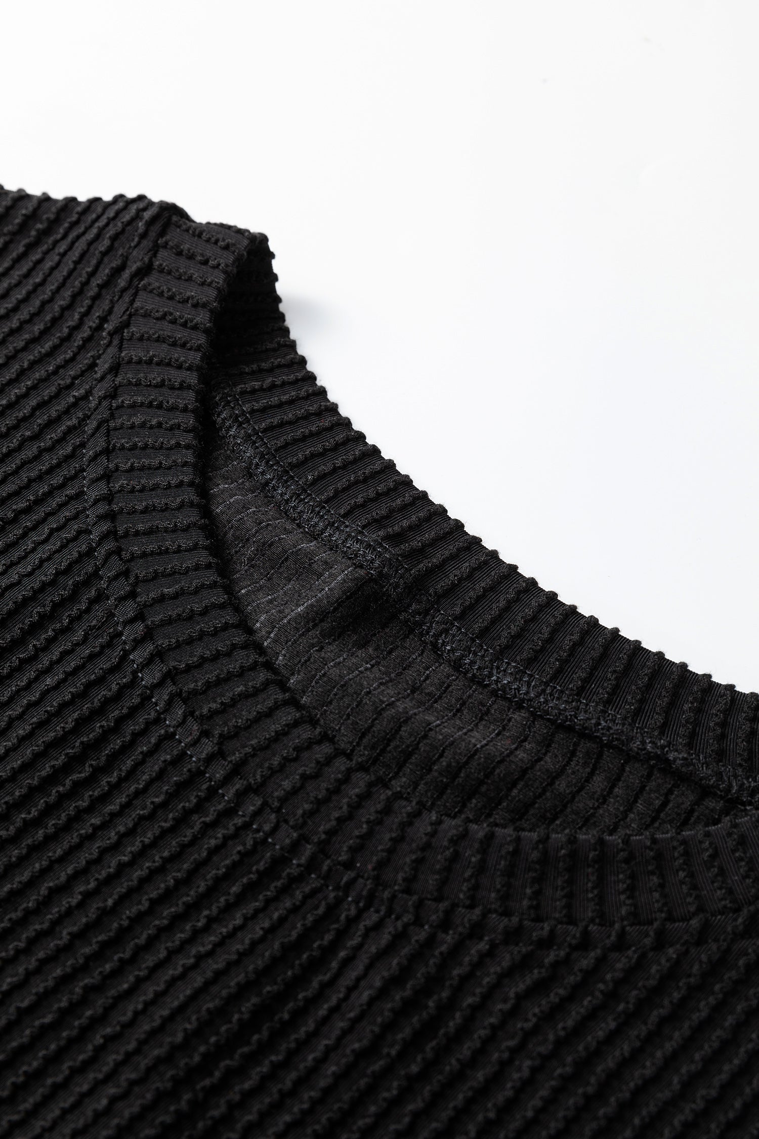 Black MERRY Corded Long Sleeve Top and Pockets Pants Set