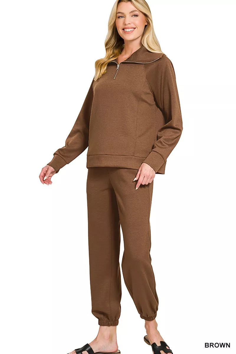 I am a Fashion Junky Scuba Half Zip Sweatshirts and Joggers Set