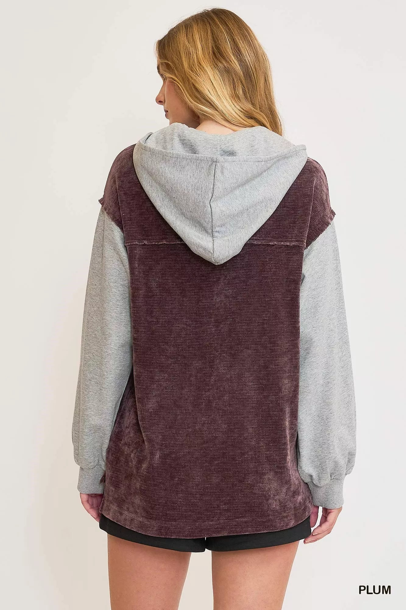 Contrast Hooded Chenille Jacket
