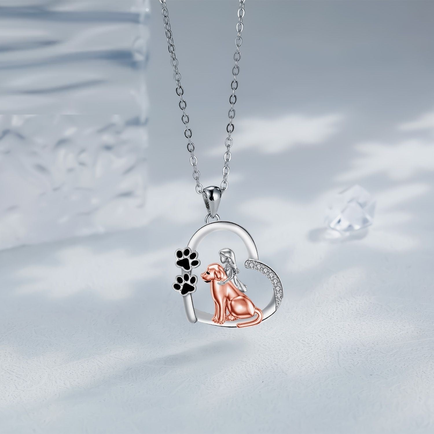 Heart-shaped Dog And Girl Personality Design Necklace Fashion
