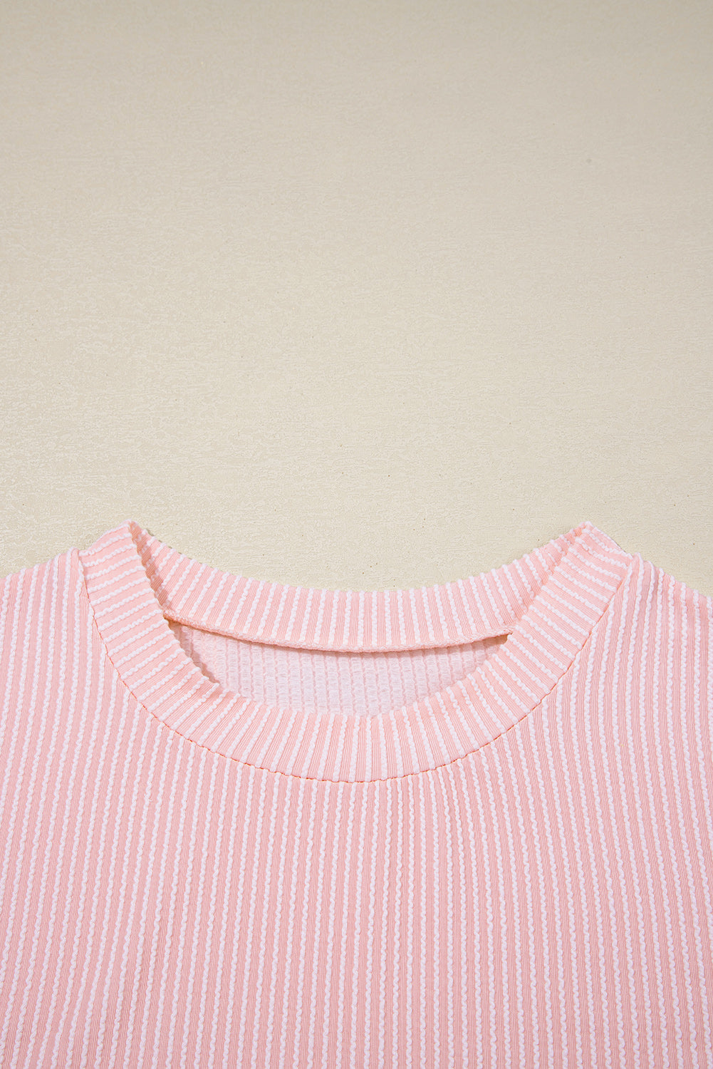 Light Blue Corded Colorblock Pocket Crew Neck T Shirt
