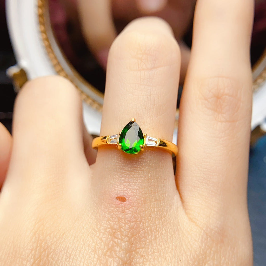 Popular Natural Diopside S925 Silver Ring
