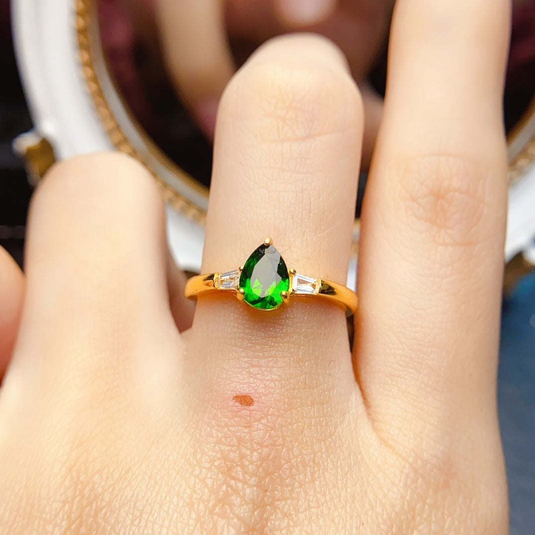 Popular Natural Diopside S925 Silver Ring