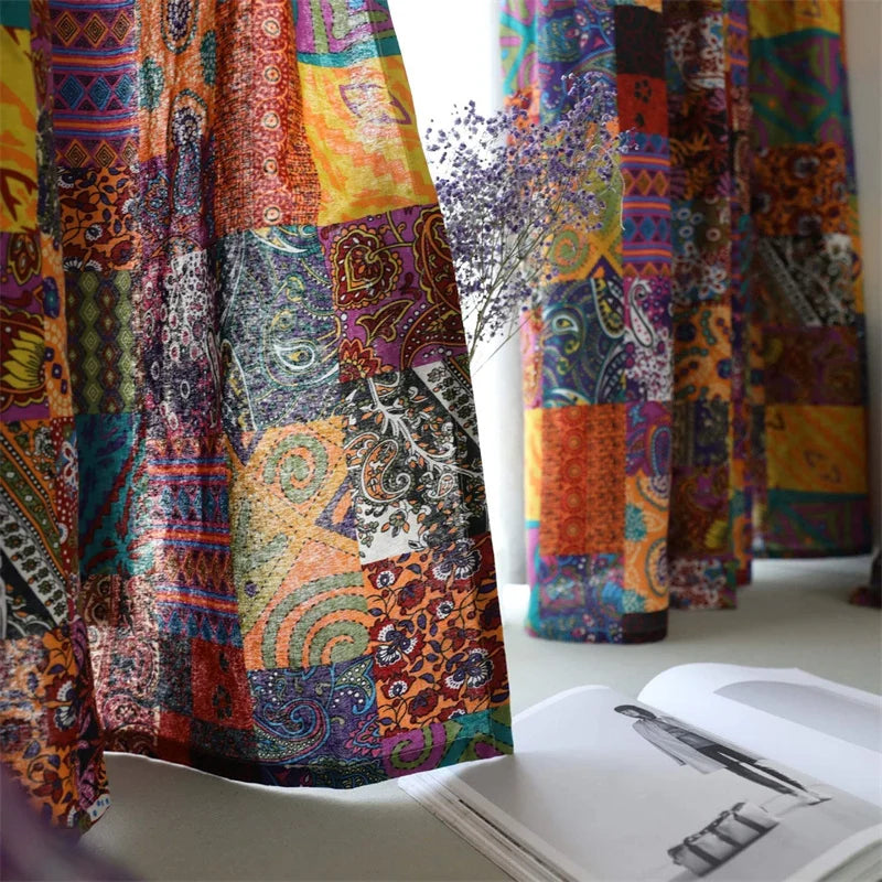 DecorBites™ Bohemian Retro Ethnic Cotton Linen Curtain