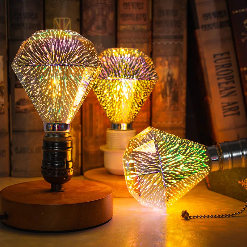 DecorBites™ 3D Fireworks LED Bulb Star Night Light for Holiday Party Decoration