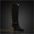 Women's Western Knee-High Boots | Pointed Toe Chunky Heel & Harness Buckle