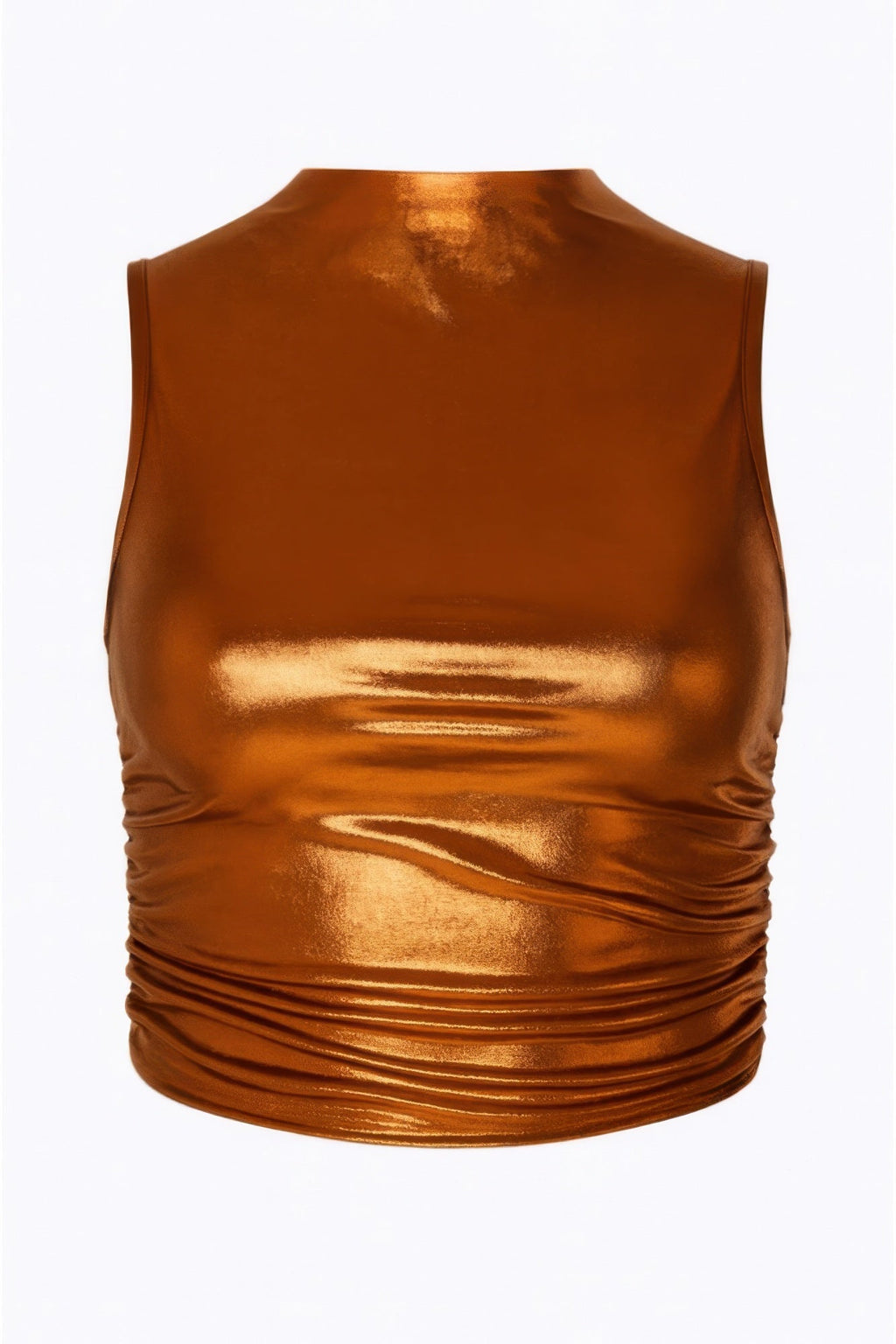 Metallic Mock Neck Crop Top