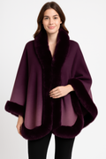 Ombre Faux Fur Trim Cape Wrap See size chart under “more details”