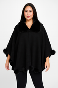 Trim Cape With Faux Fur Collar