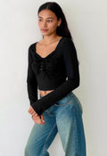 Long Sleeve Scrunch Bow Top
