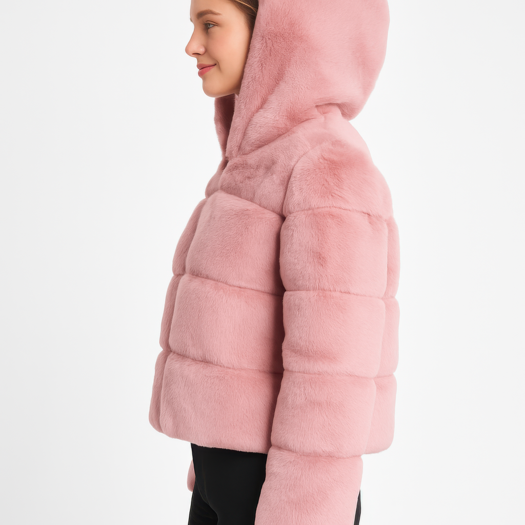 Faux Fur Hooded Jacket See size chart under “more details”