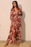 Lucca Leaf Kimono Maxi Dress