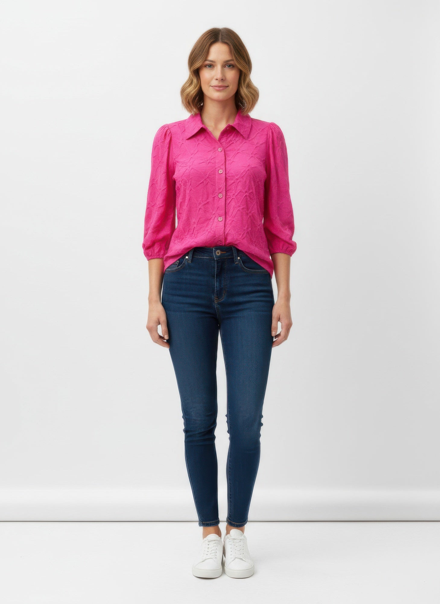Rylee Moon Solid 3/4 Sleeve Blouse
