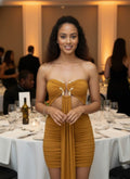 Tube Top Mini Dress With Drape Front