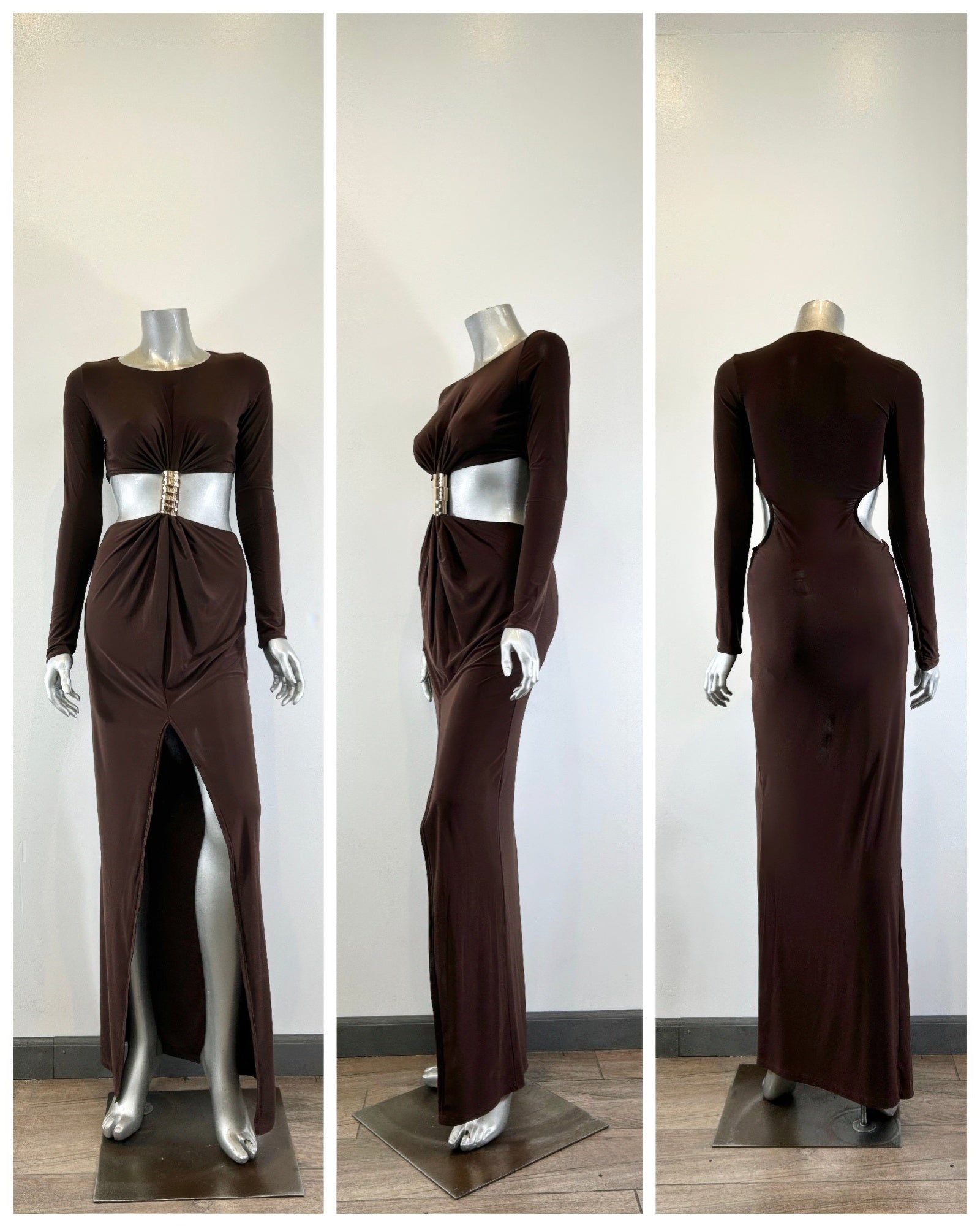 Long Sleeve Mockneck Styling Maxi Dress.