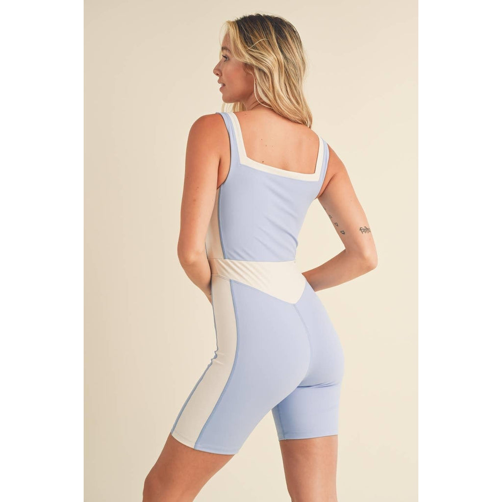 Color Block Romper in Blue [Sizes S-L]