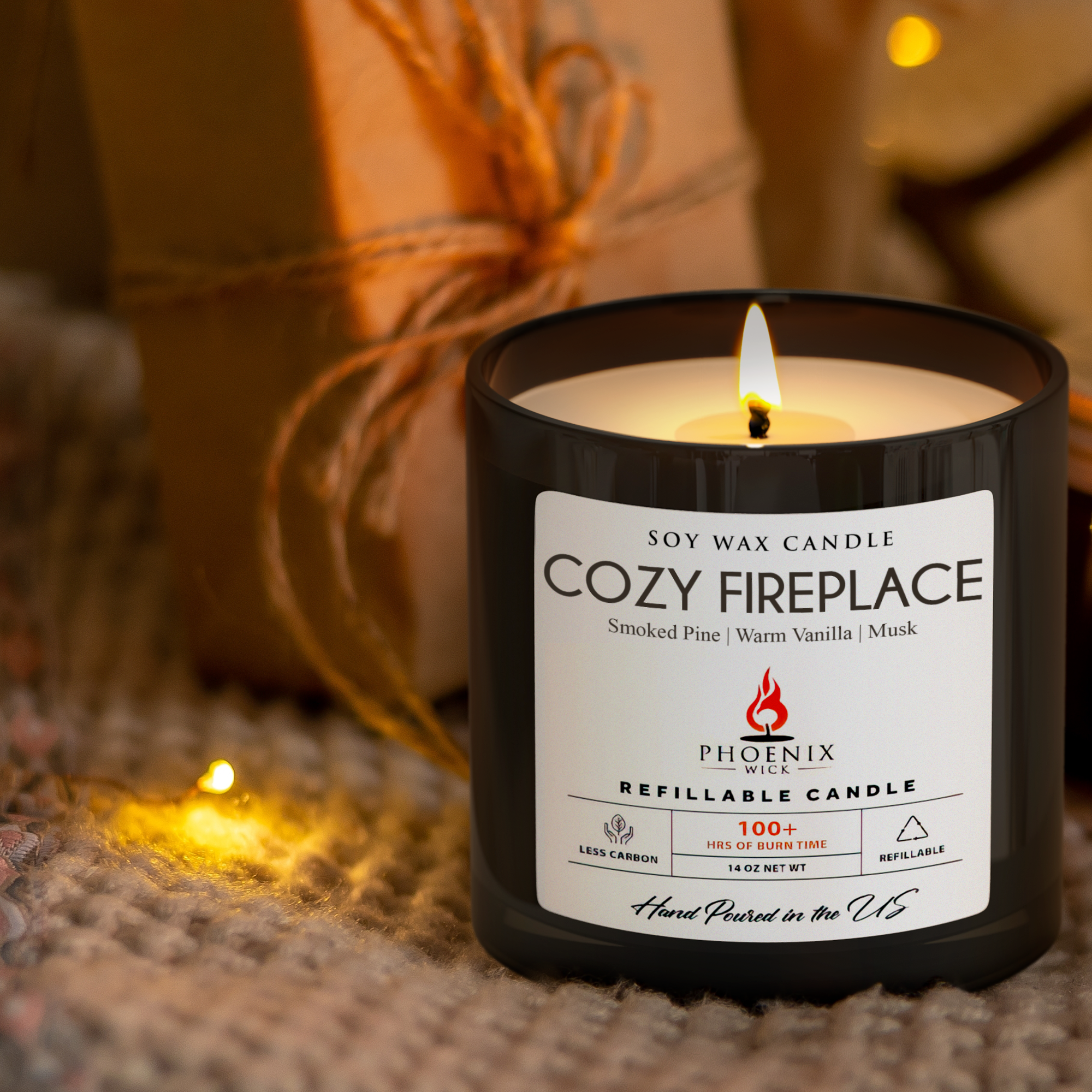 Cozy Fireplace - Candle-Making Kit + Jar