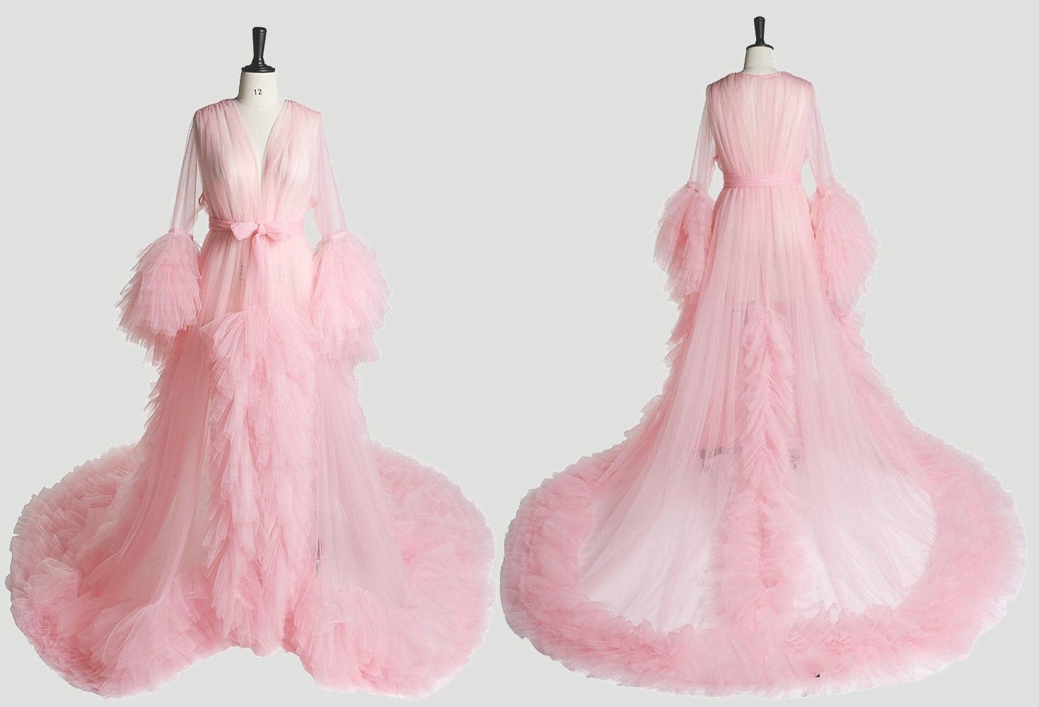 Tulle Ruffled Sleeves Fringe Multi-Color Custom Robe Dress for Theme Photo Shoot