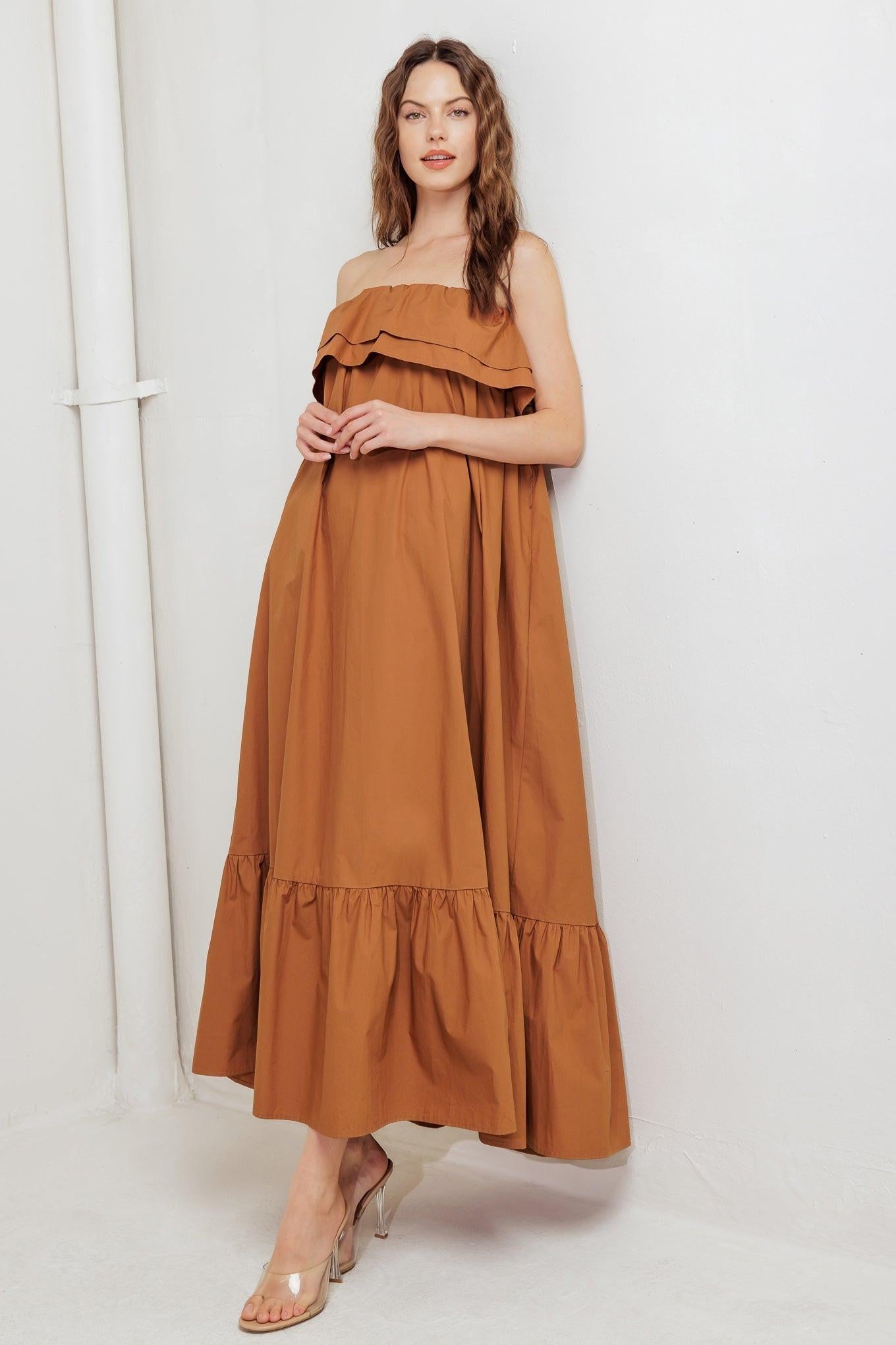 MILK & HONEY WOVEN MIDI DRESS