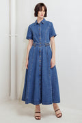 HIDDEN SMILE DENIM MIDI RESS