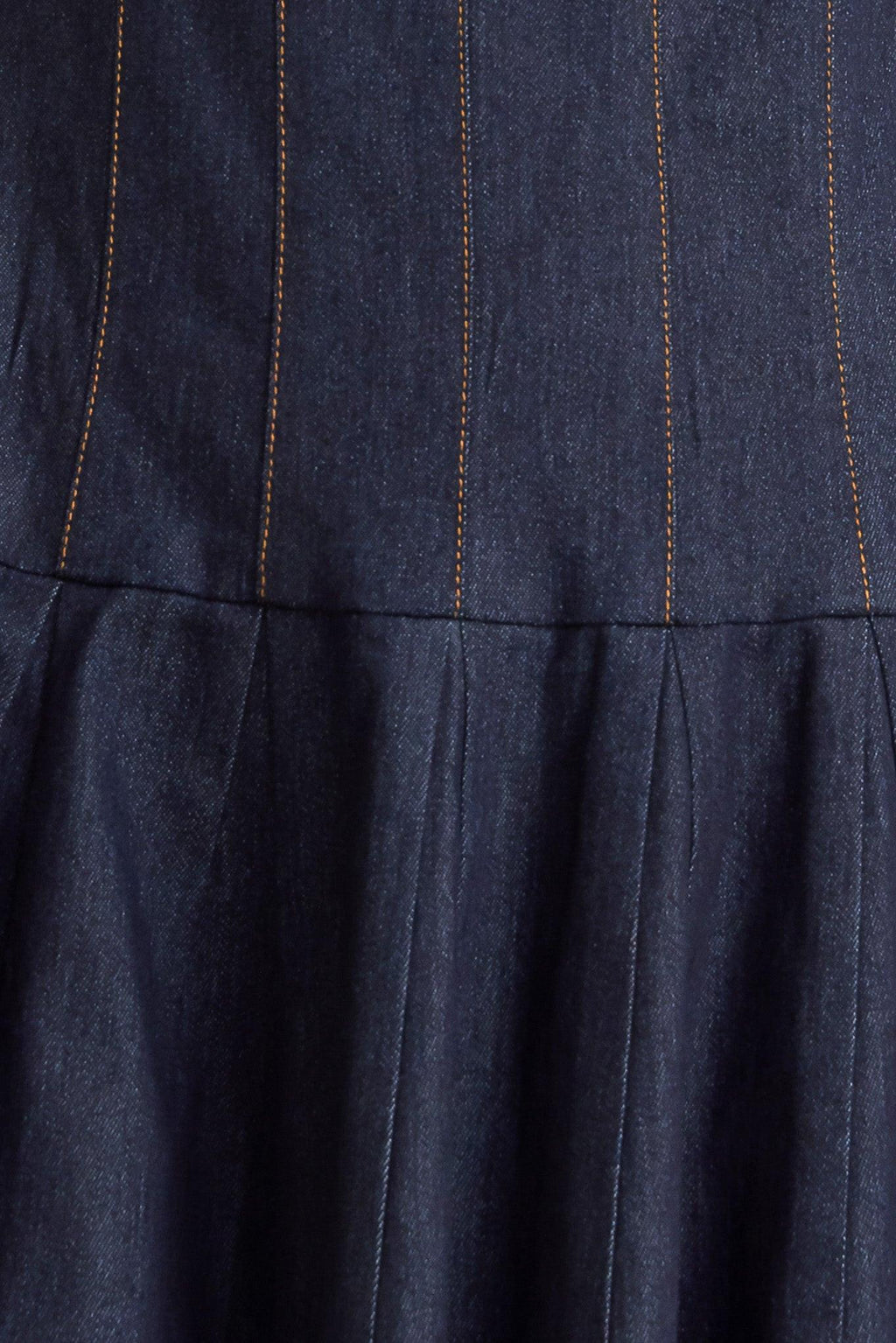 SQUARE SWAY DENIM MIDI DRESS