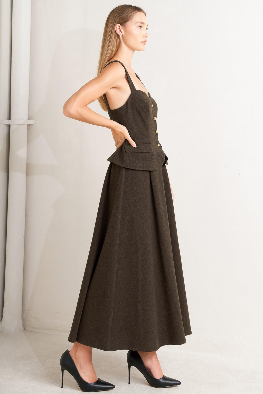HERITAGE TAILOR WOVEN MIDI DRESS