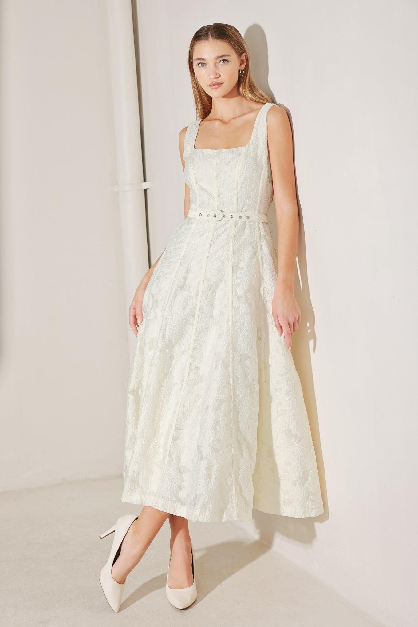 [PREORDER] LOVE IN SLOW MOTION WOVEN JACQUARD MIDI DRESS