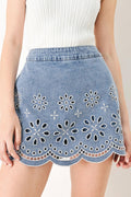 [PREORDER] FLORAL LOVE DENIM SKORT