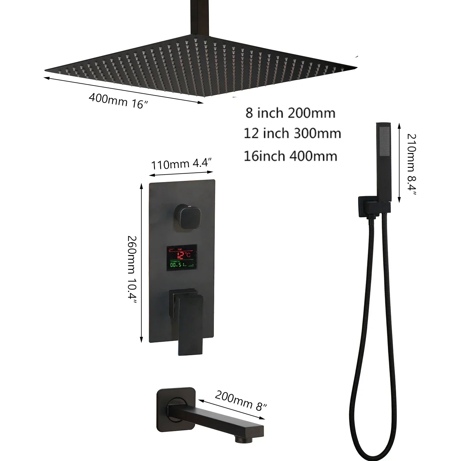 DecorBites™ Digital Display Shower Faucet Set with 3 Functions