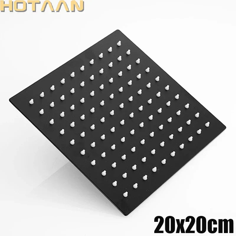 DecorBites™ Black Rain Shower Head with Arm, 40cm Arm - Chuveiro Ducha Bath Accessorie