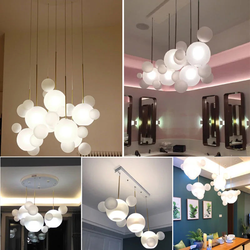 DecorBites™ Glass Bubble LED Chandelier for Kids Kitchen Dining Office Lighting