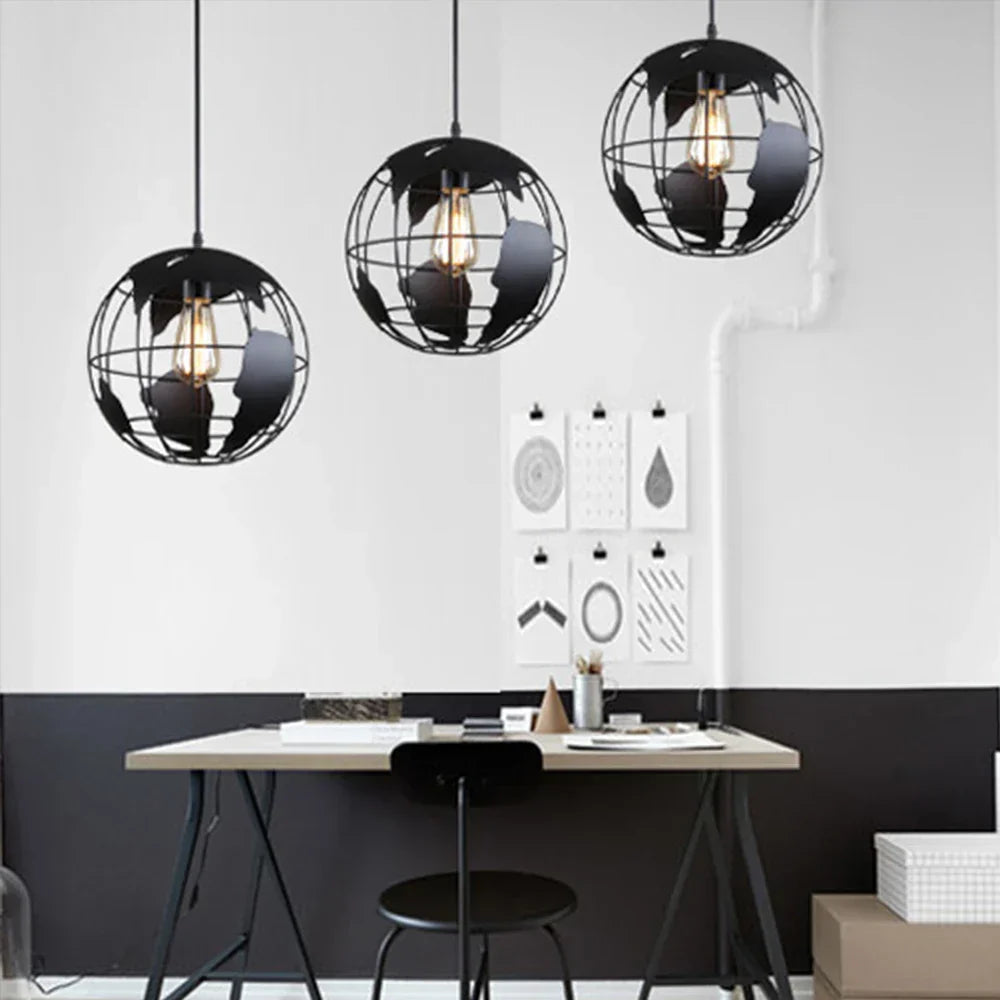 DecorBites™ Black Metal Industrial Ceiling Light with E27 Socket for Living, Bedroom, Dining Room
