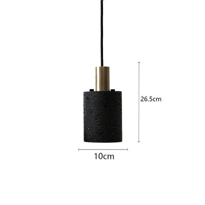 DecorBites™ Black Travertine Cement Terrazzo Pendant Light Industrial Hat Light