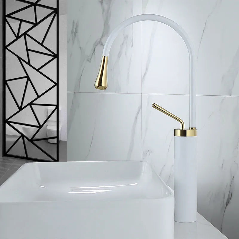 DecorBites™ Black Gold Basin Faucet - Swivel Kitchen Sink Water Crane with Hot and Cold Handles