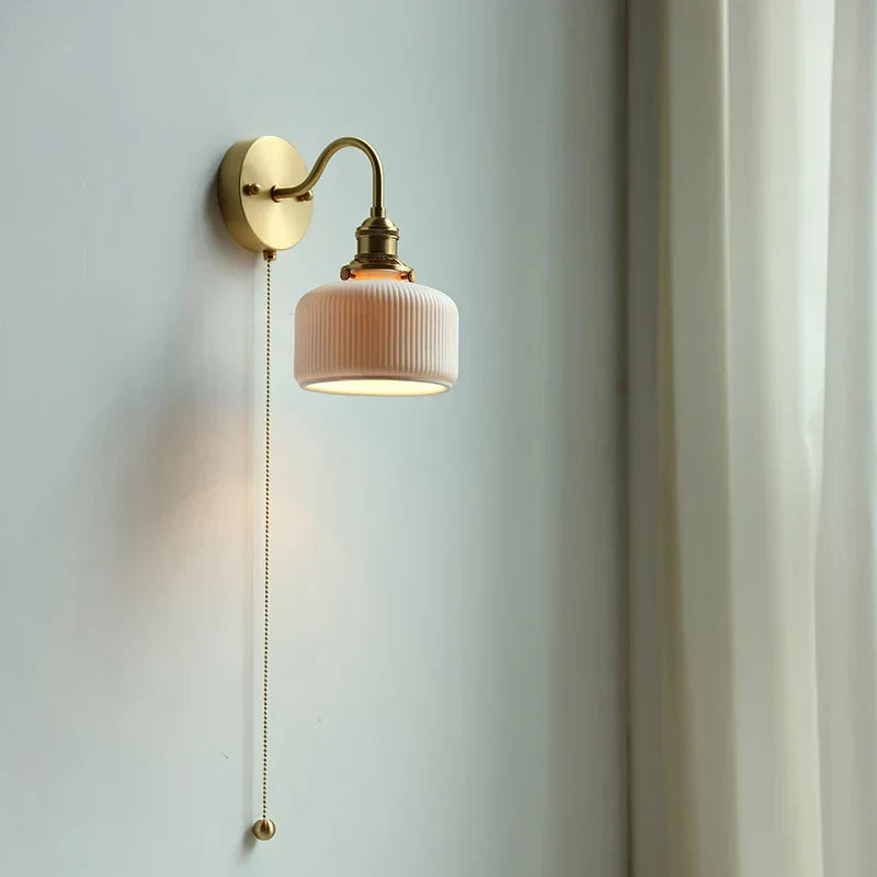 DecorBites™ Copper Arm Wall Lamp with Pull Chain Switch, Nordic Modern Design