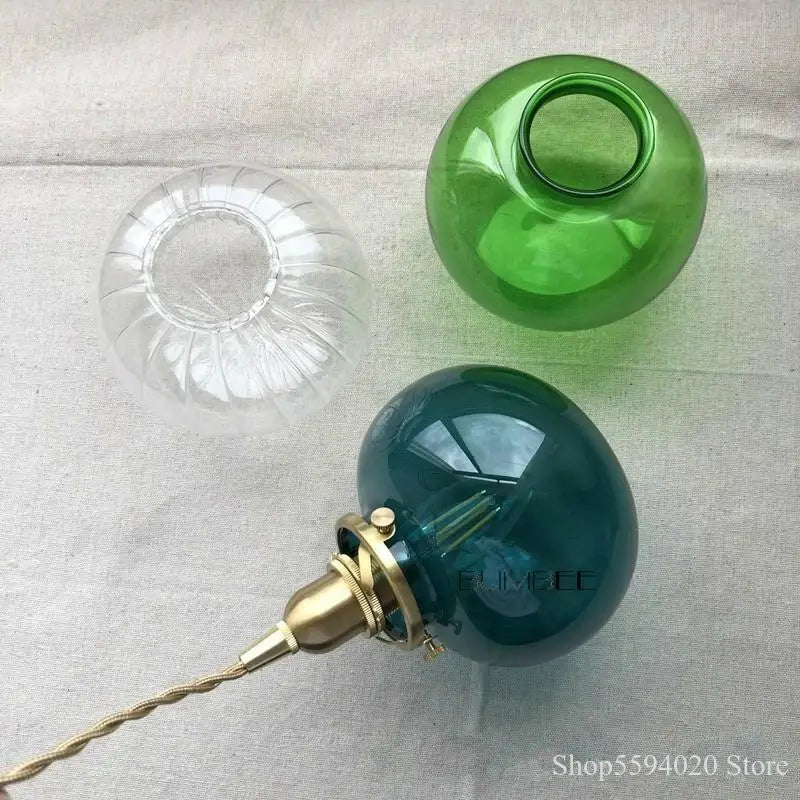 DecorBites™ Brass Glass Pendant Chandelier, Retro Design, E27, Bedroom Bar Hanging Light