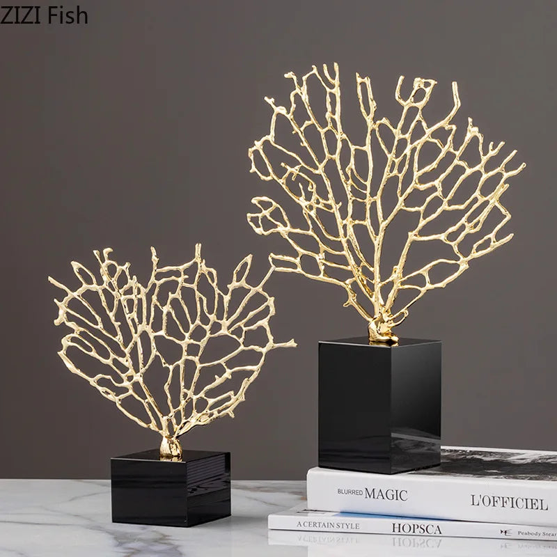 DecorBites™ Alloy Coral Crafts on Crystal Base for Stylish Desktop Decor