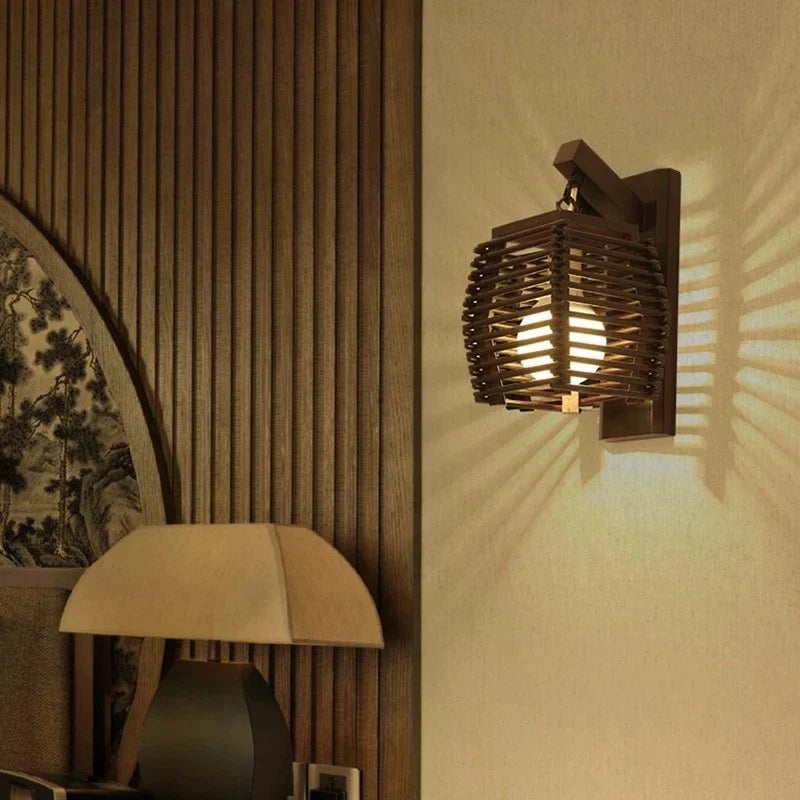 DecorBites™ Bamboo Wall Sconce Light for Aisle Corridor Hotel Restaurant Cafe