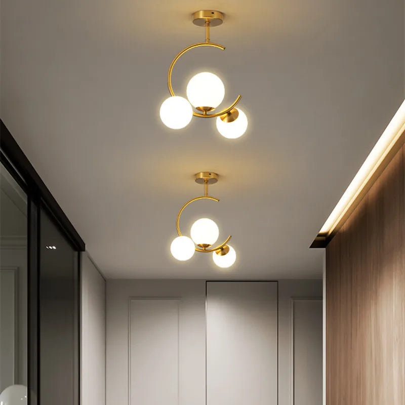 DecorBites™ Gold Glass Ball Chandelier for Living Room Kitchen Bedroom - 220V 110V