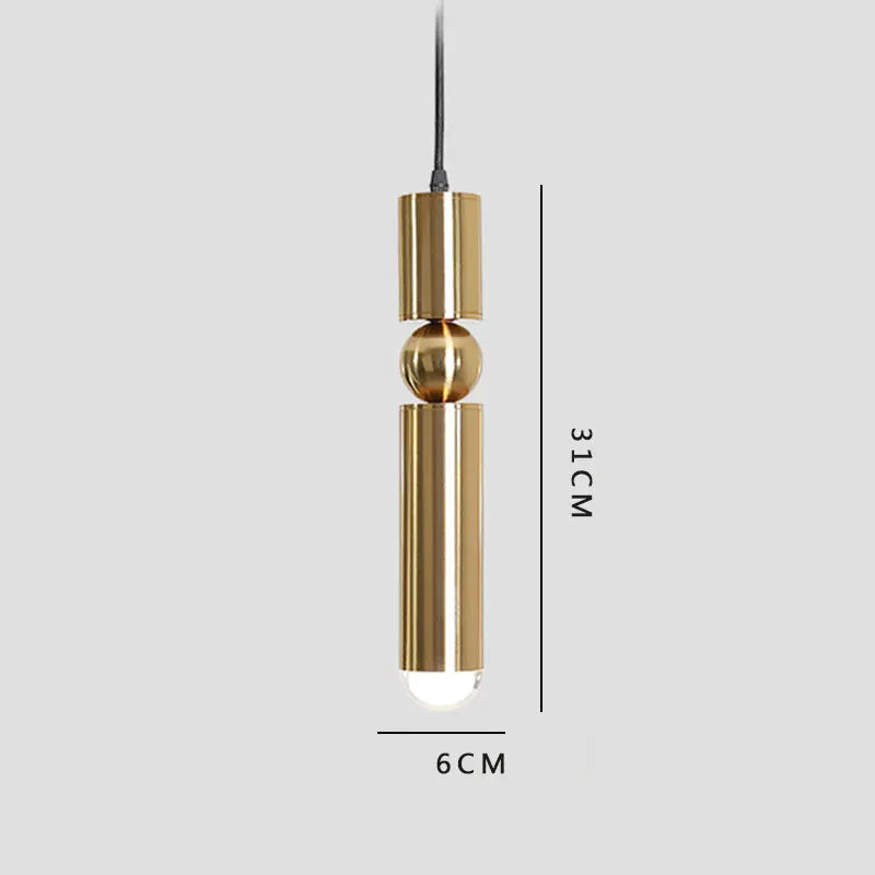 DecorBites™ Golden Cylinder Pipe LED Pendant Light - Modern Nordic Design