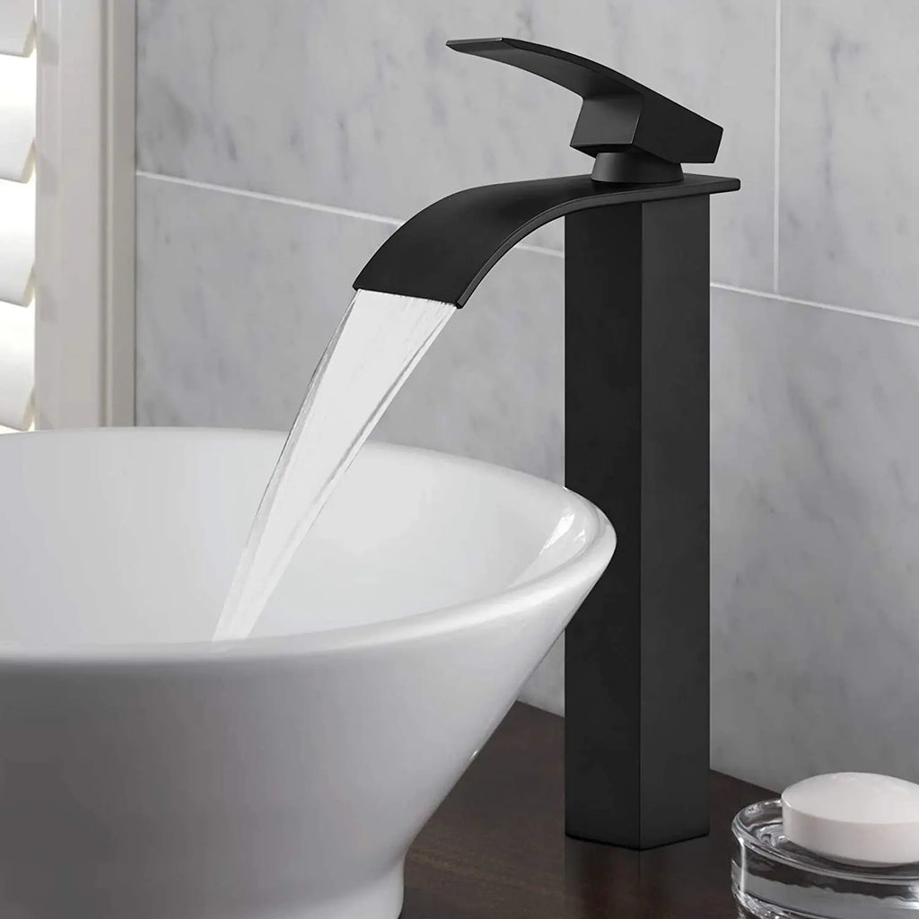 DecorBites™ Brass Waterfall Basin Faucet Single Lever Deck Mount Mixer Taps