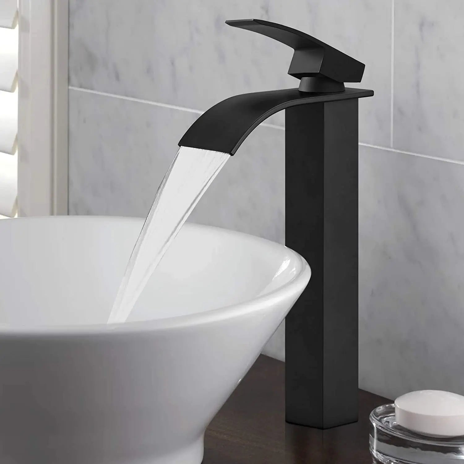DecorBites™ Brass Waterfall Basin Faucet Single Lever Deck Mount Mixer Taps