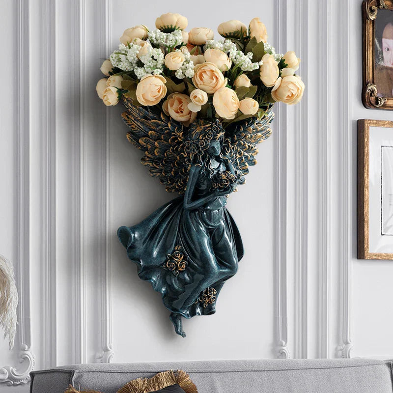 DecorBites™ Angel Vase Wall Decoration Resin Shelf Art Mural Living Room Cupid Flowerpot
