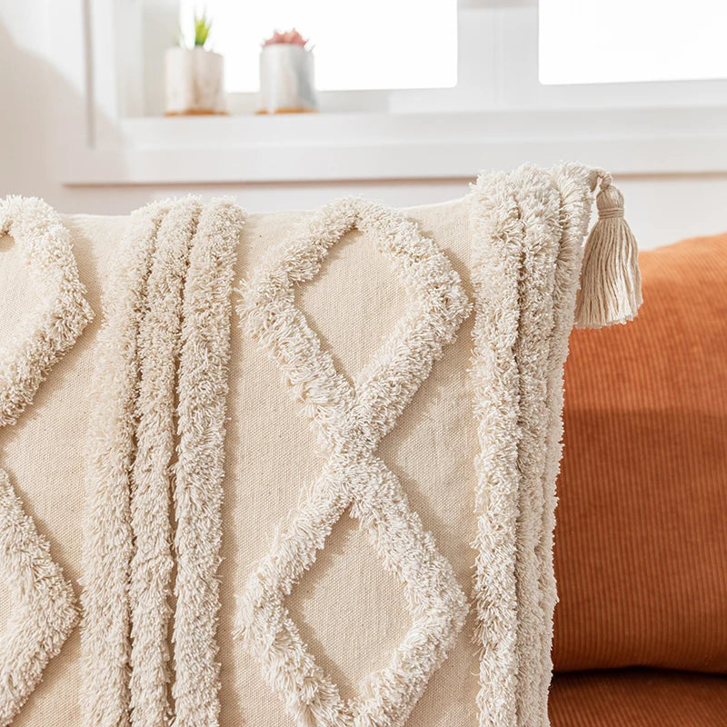 DecorBites™ Bohemian Tassel Cushion Covers 45x45/30x50cm for Living Room Decor