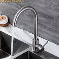 DecorBites™ Brushed Nickel Stainless Steel Kitchen Faucet with Single Handle and Single Hole